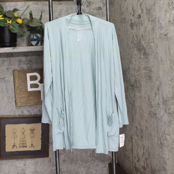 NWT State Of Day Womens Knit Cardigan Open Front 100180255MS Gray Mist Blue M - Picture 2 of 5